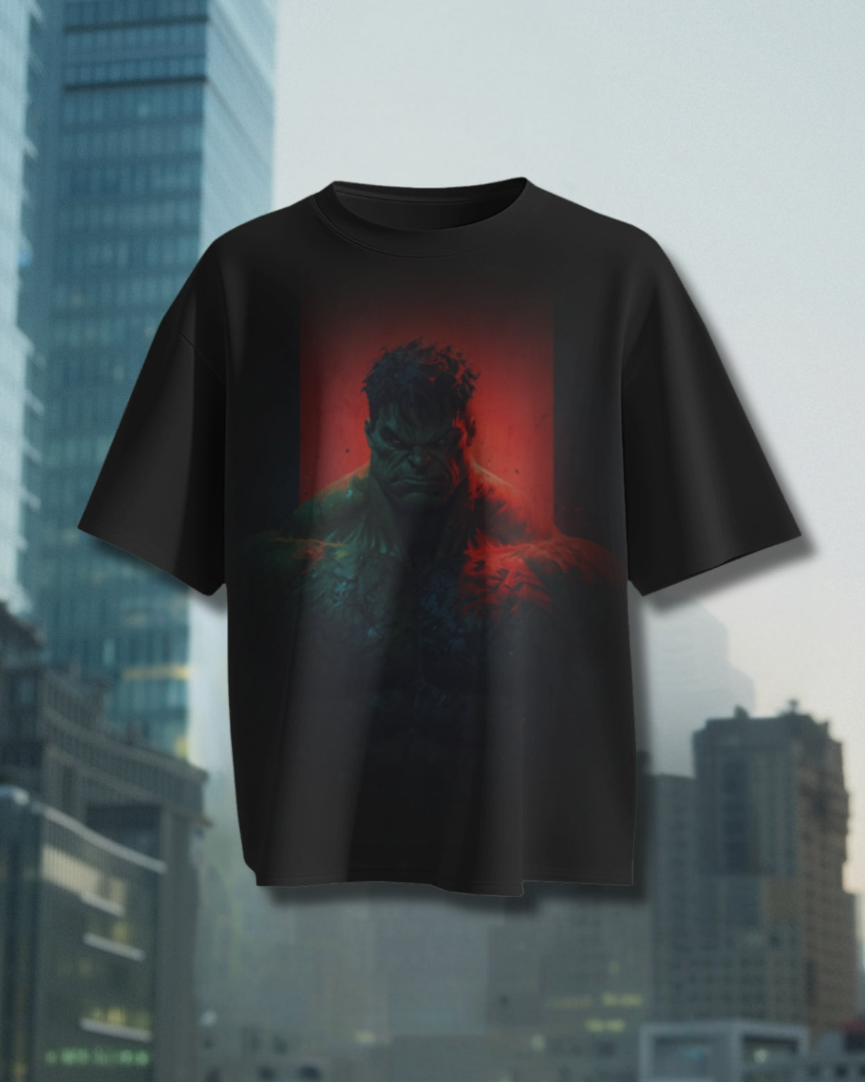 Men's Black "Hulk" Graphic Printed Oversized T-Shirt