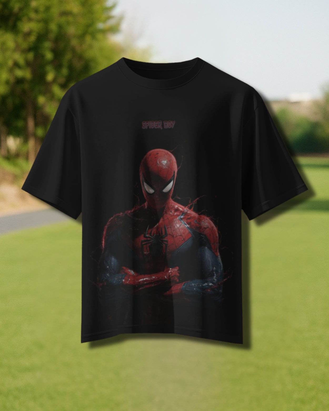 Men's Black Spider Man Graphic Printed Oversized T-Shirt