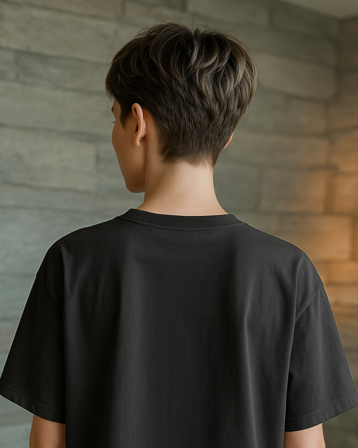 Women's Black "Believe In" Oversized Graphic Printed T-Shirt Streetwear