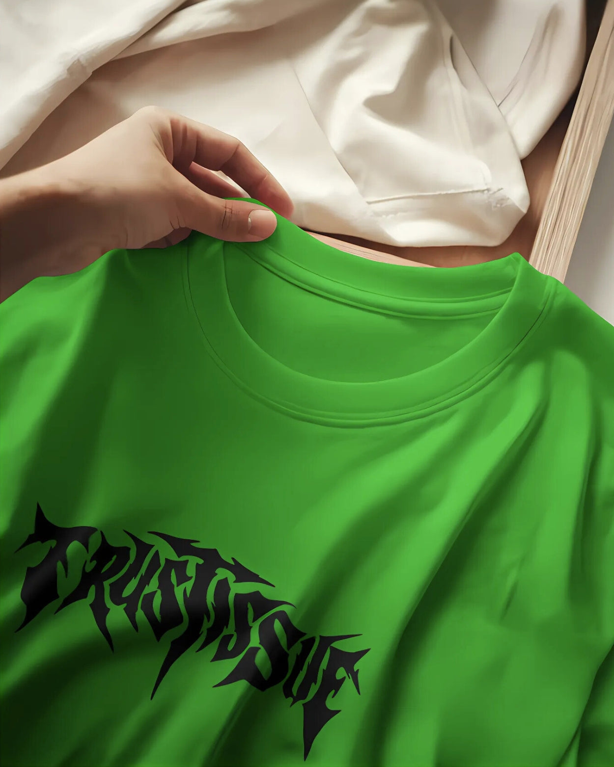 Men's Green Trust Issue Graphic Printed Oversized T-Shirt