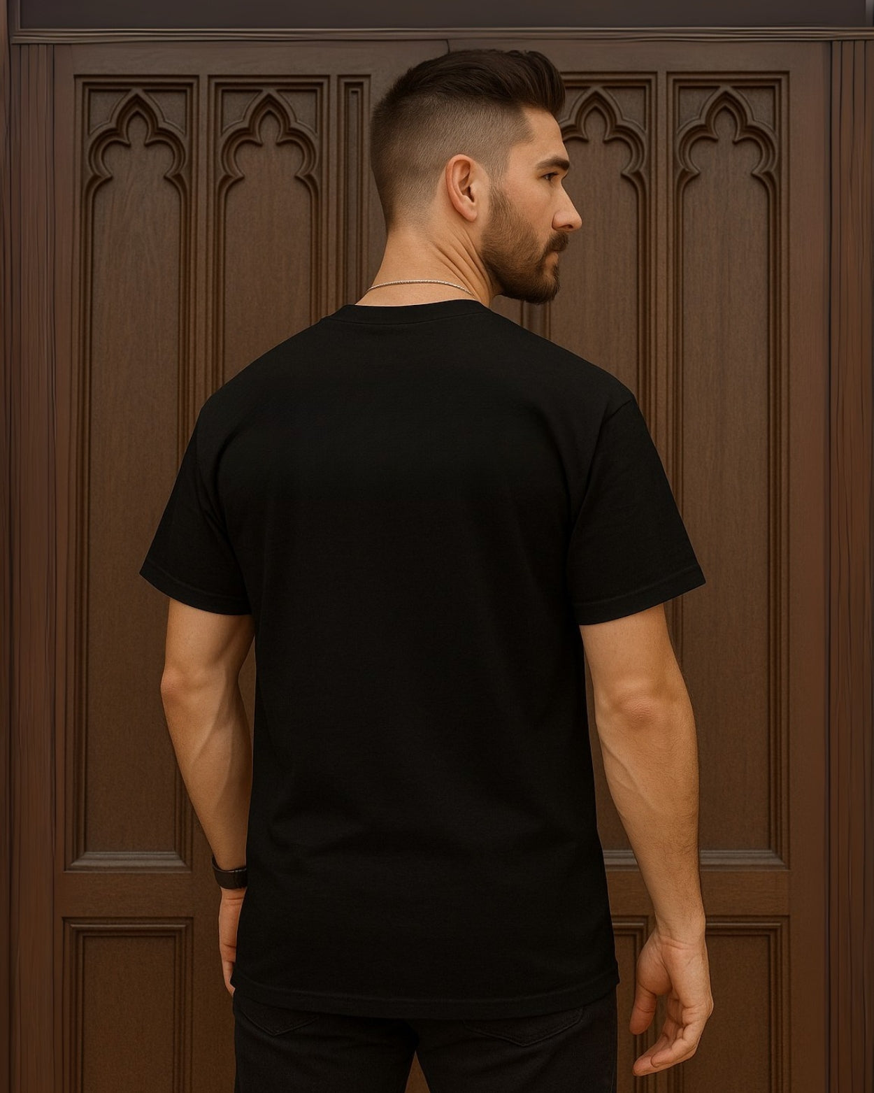 Men's Black 'Pirets' Graphic Printed Regular T-Shirt