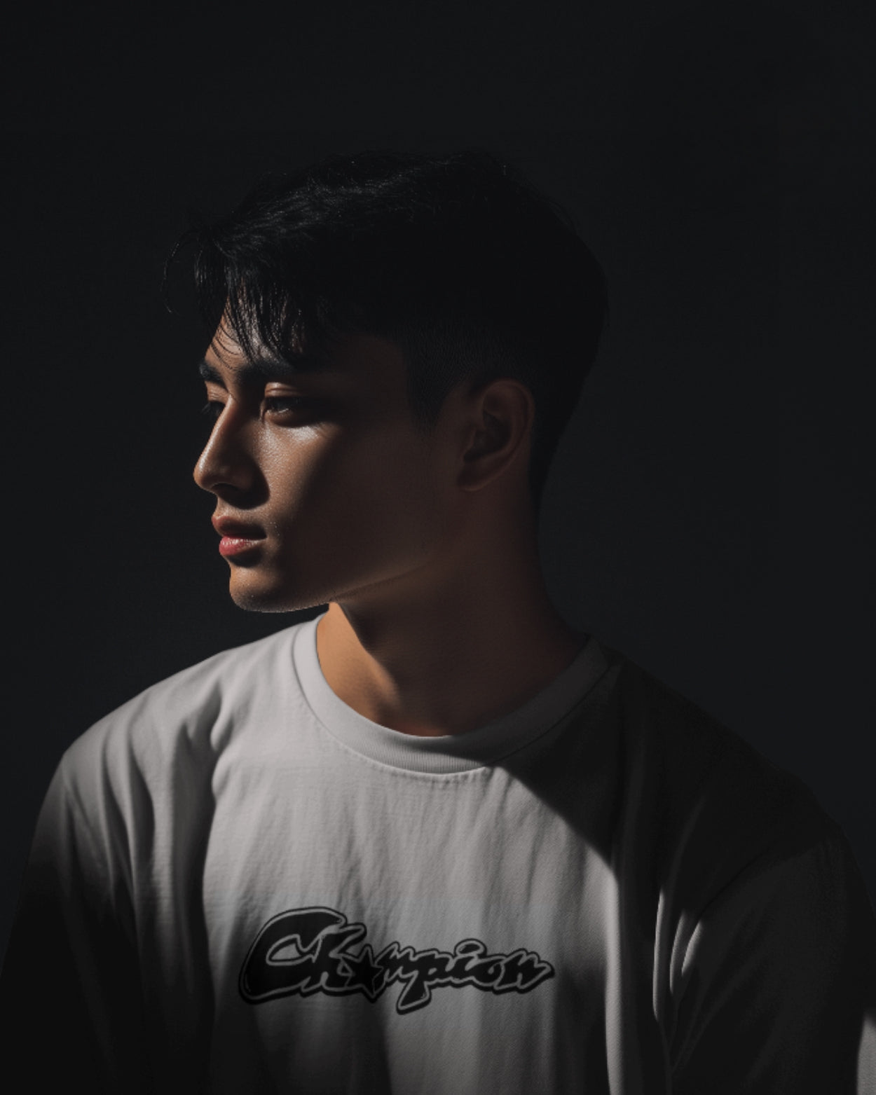 Unisex White Champion Graphic Printed Oversized T-Shirt