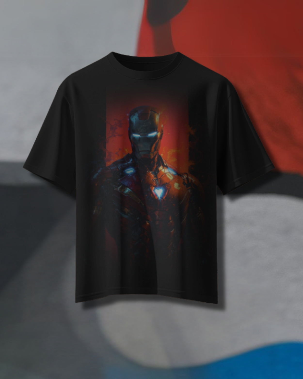 Unisex Black 'IRON MAN' Graphic Printed Oversized T-Shirt