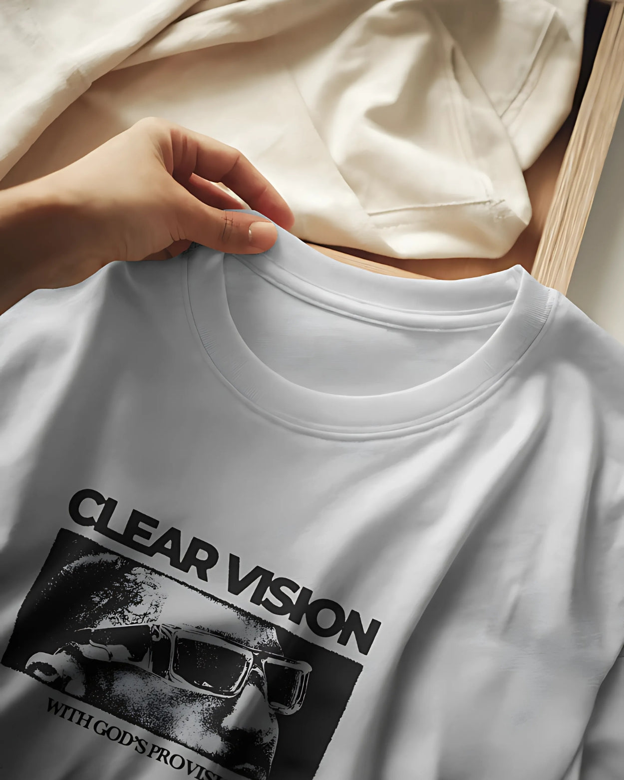 Men's White "Clear Vision" Oversized T-Shirt