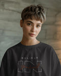 Women's Black "Believe In" Oversized Graphic Printed T-Shirt Streetwear
