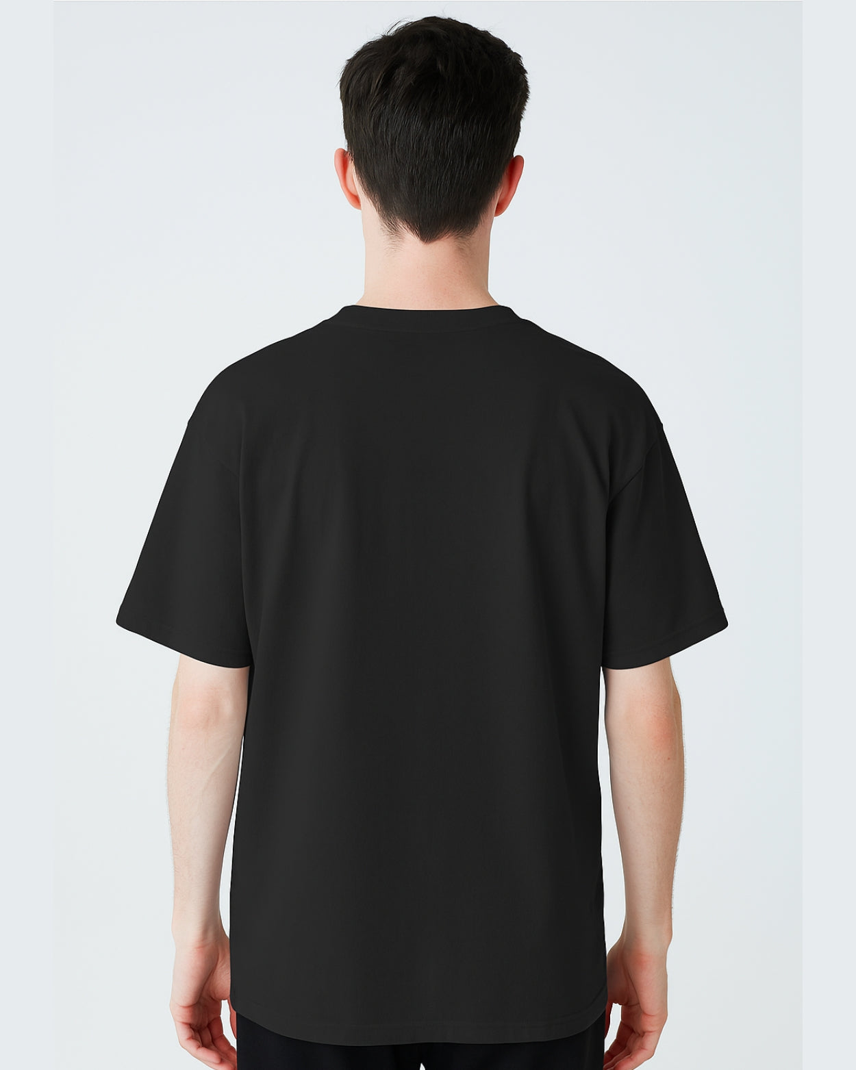 Men's Black Oversized Japanese Text Graphic T-Shirt