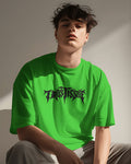Men's Green Trust Issue Graphic Printed Oversized T-Shirt