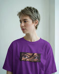Women's Deep Violet Anime Oversized Graphic Printed T-Shirt