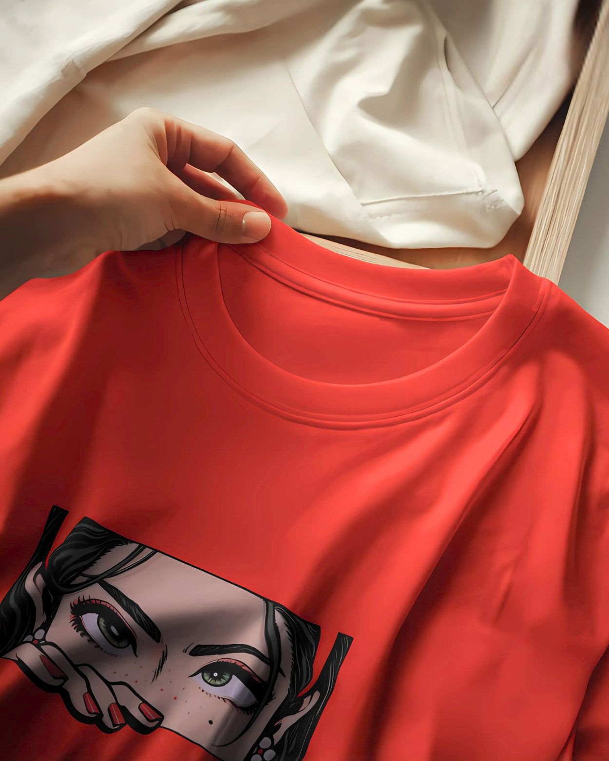 Women's Orange Anime Oversized Graphic Printed T-Shirt