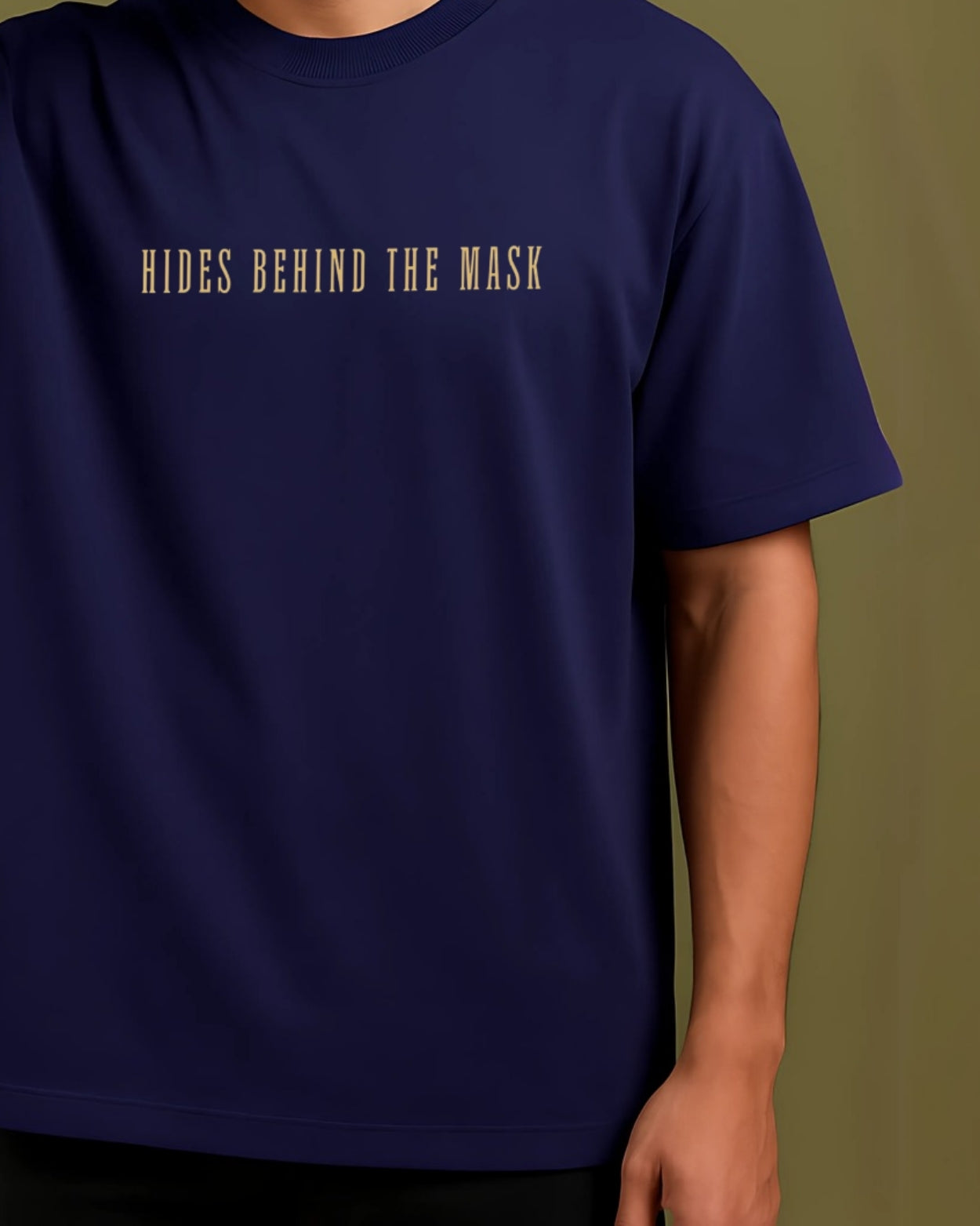 Men's Midnight Purple Hides Behind The Mask Oversized Graphic Printed T-Shirt