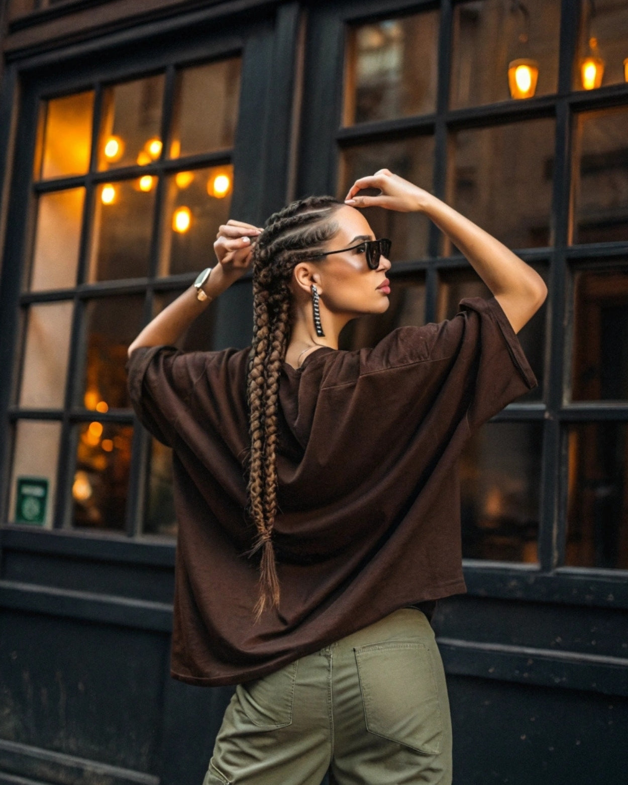 Women's Wood Bark Brown MISFORTUNEZ Oversized Streetwear Graphic T-Shirt