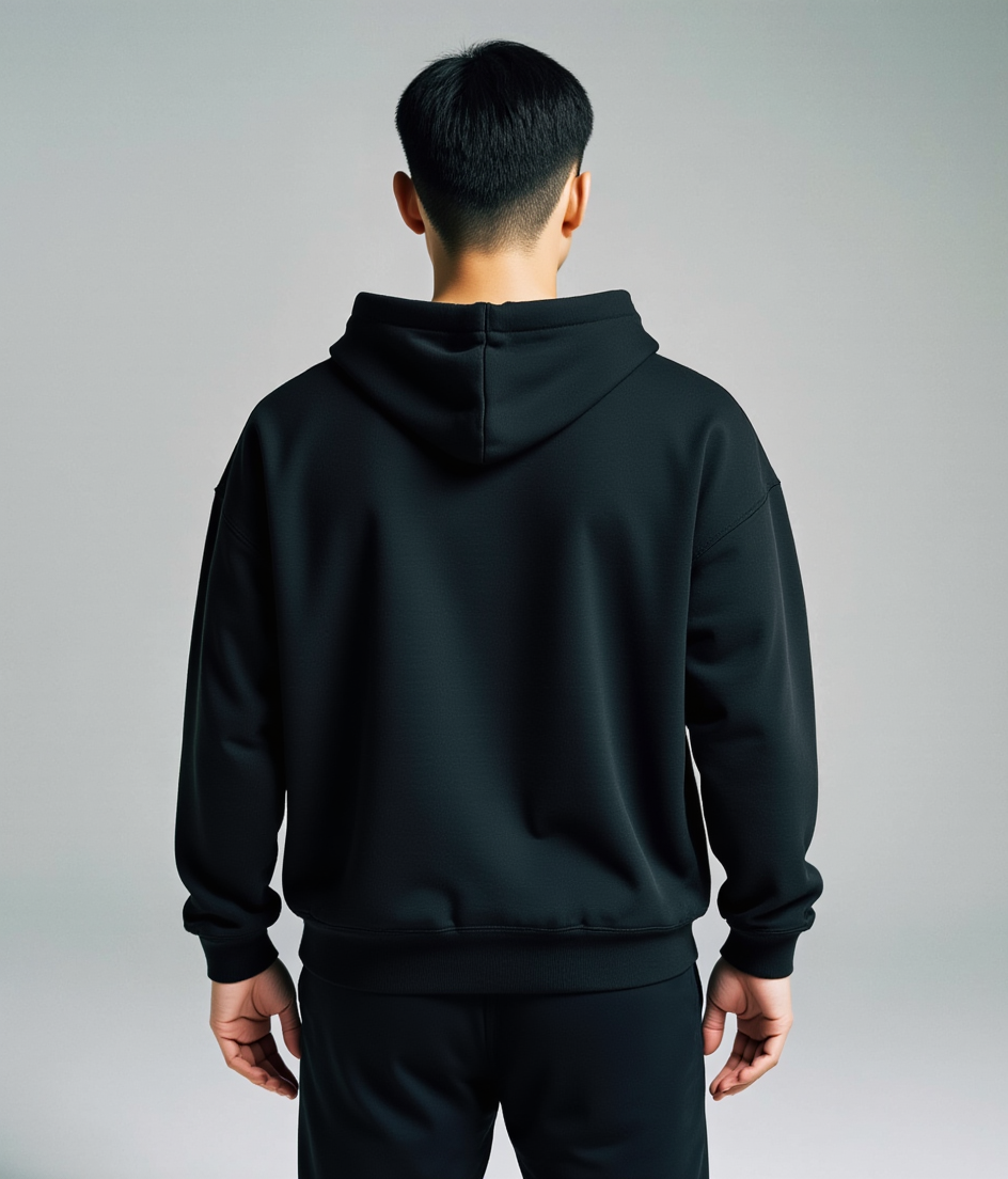 Premium oversized plain hoodie by Vizaryx in black color