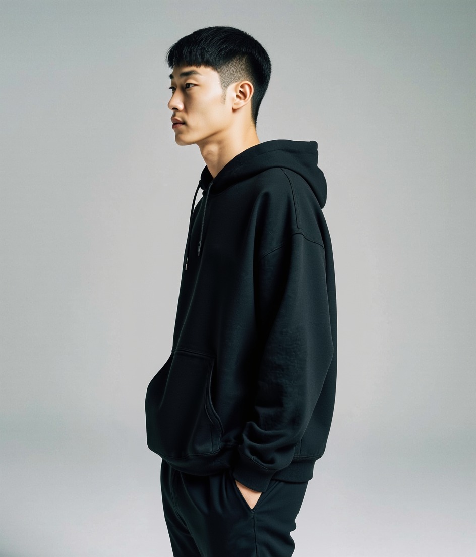 Premium oversized plain hoodie by Vizaryx in black color”