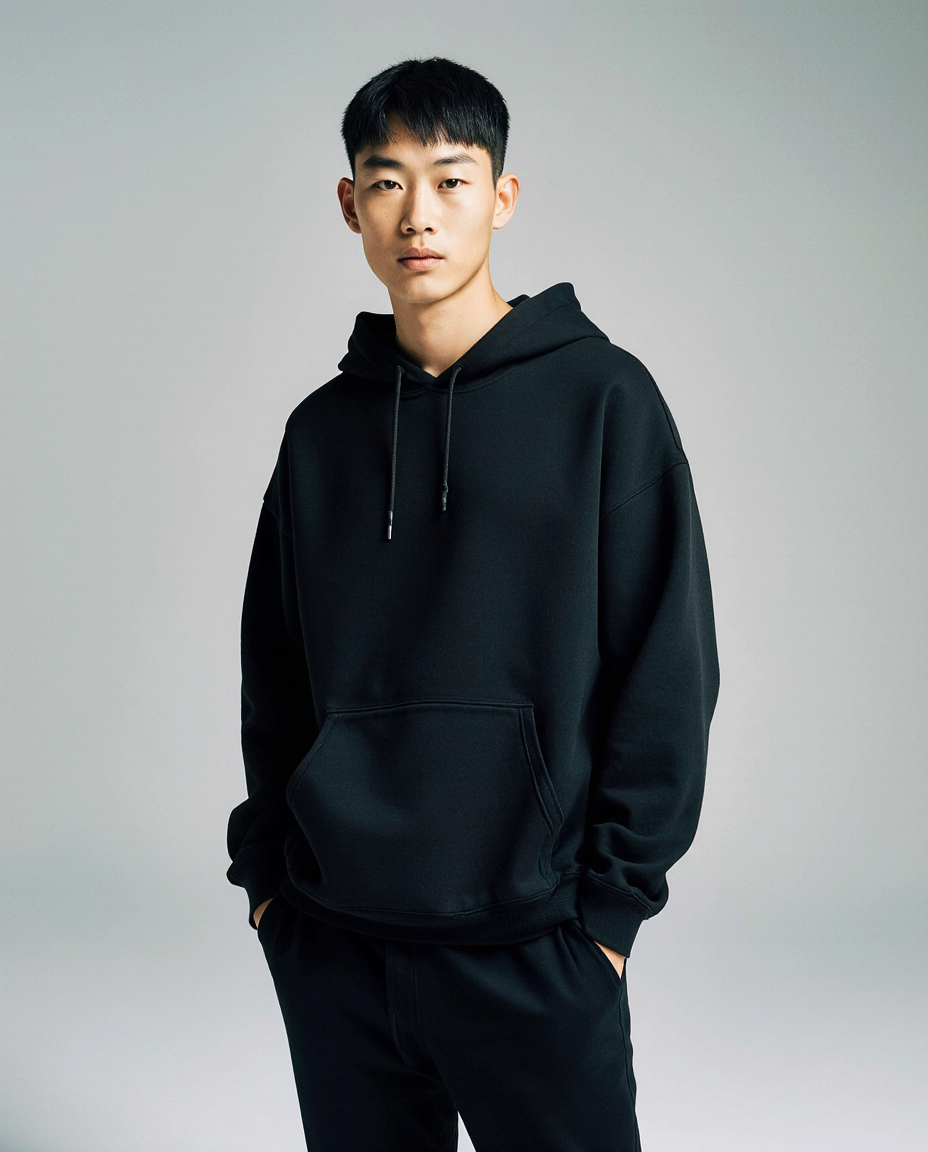 Premium oversized plain hoodie by Vizaryx in black color